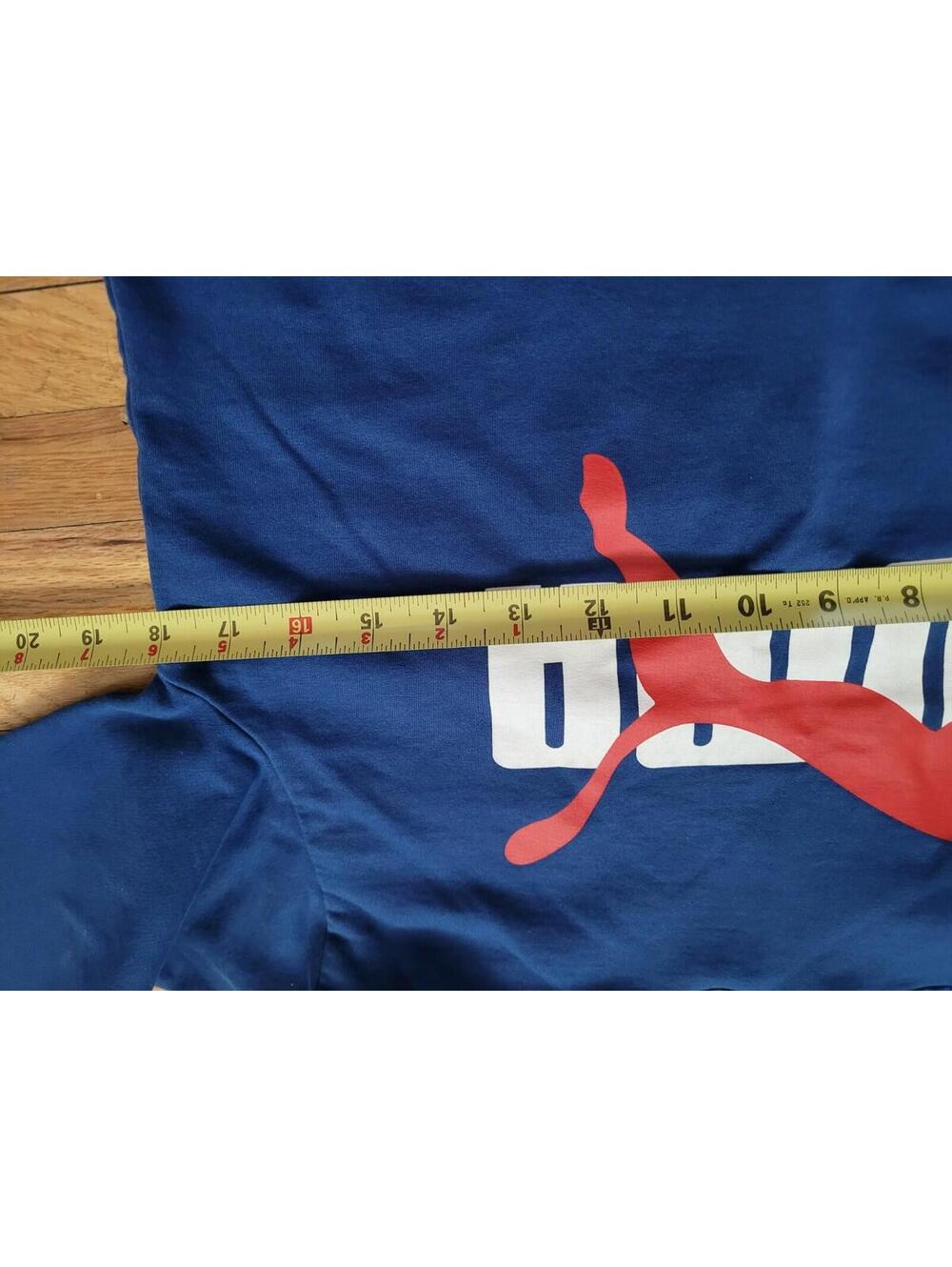 Puma Mens Pullover Hoodie Size L Royal Blue Red Sweatshirt Logo Graphic Athletic - Picture 2 of 9